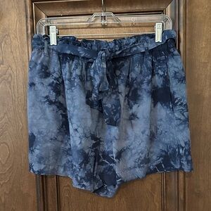 Anthropologie Navy Tie-Dye High Waist Shorts